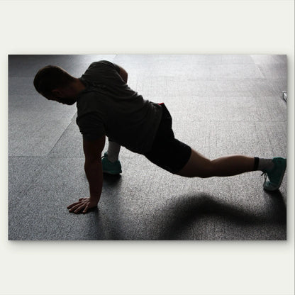 Man Doing a Deep Lunge Stretch 5mm Plastic Poster Ready to Hang 90x60cm