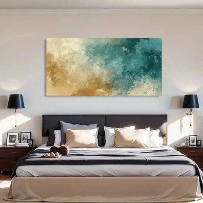 Soft Gradient Teal & Beige Wall Art Canvas Office Home Room Framed 120x60cm - Bella Home Decor