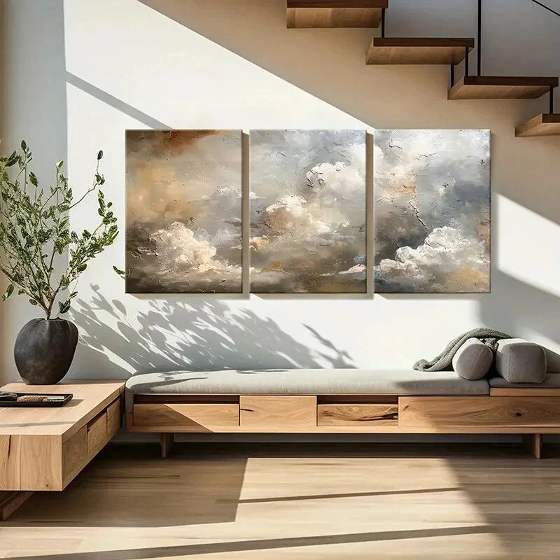 3pcs Abstract Cloudscape Art Landscape Painting Metal Print Ready to Hang Art - Bella Home Decor