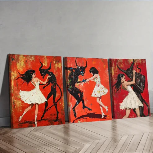 3pcs The Girl and the Beast Wall Art Set Wall Art Canvas Unframed – High Quality Print 100% Australian Made Wall Canvas - Bella Home Decor