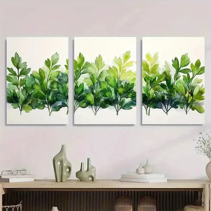 3pcs Herbs Watercolor Green Nature Wall Art Set Canvas Unframed - High Quality Print 100% Australian Made Wall Canvas