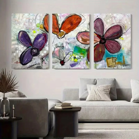 3pcs Colorful Bold Brushstrokes Metal Print Ready to Hang Art