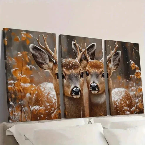 3pcs Charming Country Deer Rustic Wildlife Wall Art Canvas Unframed - High Quality Print 100% Australian Made Wall Canvas - Bella Home Decor