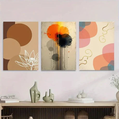 3pcs Modern Abstract Floral & Geometric Colorful Wall Art Set Wall Art Canvas Unframed – High Quality Print 100% Australian Made Wall Canvas