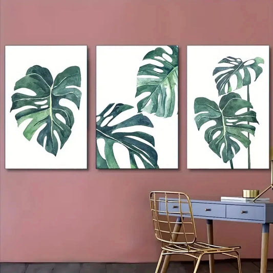 3pcs Botanical Art Leaves Poster Metal Print Ready to Hang Art