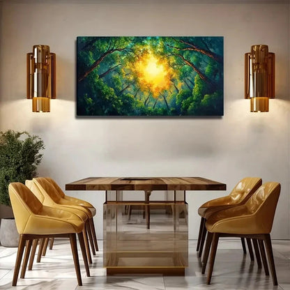 Treetop Sunshine Suitable Wall Art Canvas Office Home Room Framed 120x60cm