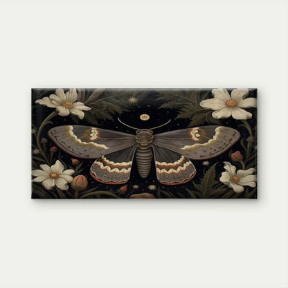 Night Moth & Botanical Flower Wall Art Canvas Office Home Room Framed 120x60cm