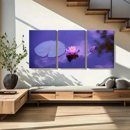 3pcs Pink Lotus Beautiful Flower Modern Wall Art Set Canvas Framed 60x90cm - High Quality Print 100% Australian Made Wall Canvas Ready to Hang