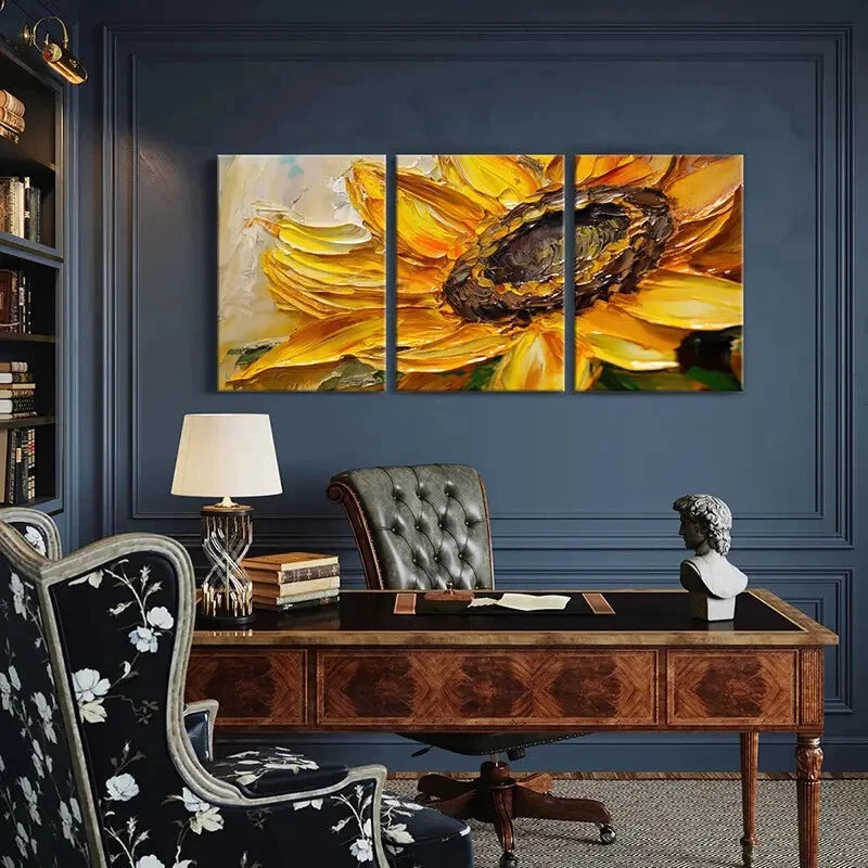 3pcs Sunflower Art Vibrant Colors Painting Metal Print Ready to Hang Art - Bella Home Decor