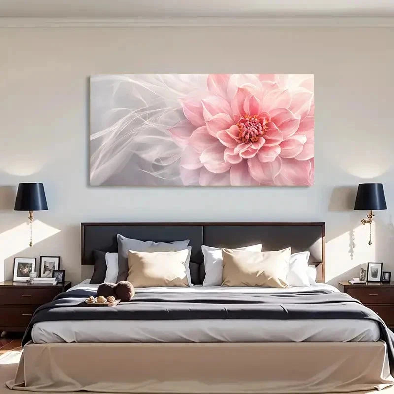 Ethereal Purple Flower Soft Wall Art Canvas Office Home Room Framed 120x60cm - Bella Home Decor
