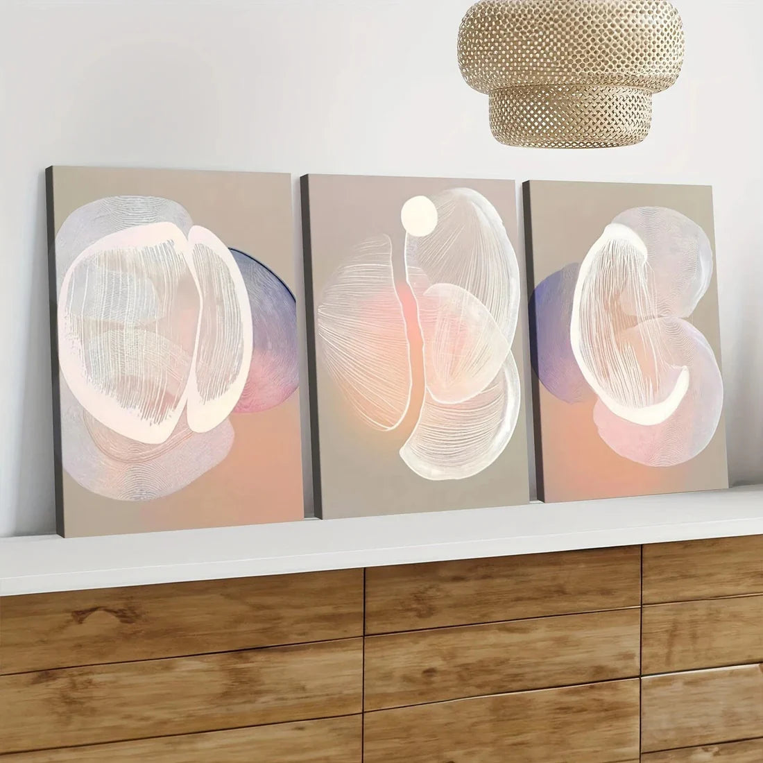 3pcs Modern Abstract Art Modern White Purple Wall Art Set Wall Art Canvas Unframed – High Quality Print 100% Australian Made Wall Canvas