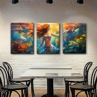 3pcs Enchanting Mermaid Underwater Perfect Wall Art Set Canvas Framed 60x90cm - High Quality Print 100% Australian Made Wall Canvas Ready to Hang - Bella Home Decor