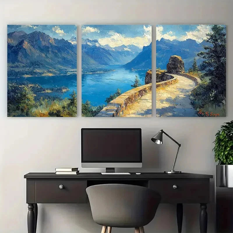 3pcs Beacon Rock State Park Columbia River Gorge Wall Art Set Canvas Framed 50x70cm - High Quality Print 100% Australian Made Wall Canvas Ready to Hang - Bella Home Decor