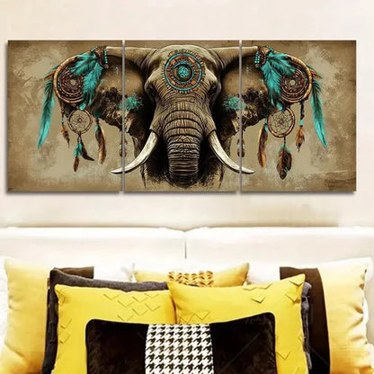 3pcs Dream catchers and elephants  Wall Art Set Canvas Unframed - High Quality Print 100% Australian Made Wall Canvas - Bella Home Decor
