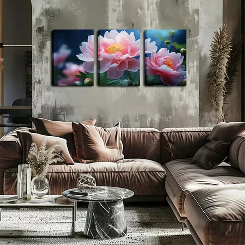 3pcs Pink Flower Wall Art Canvas Unframed - High Quality Print 100% Australian Made Wall Canvas
