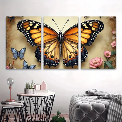 3pcs Colorful Butterfly Design Wall Art Set Canvas Framed 40x60cm - High Quality Print 100% Australian Made Wall Canvas Ready to Hang - Bella Home Decor