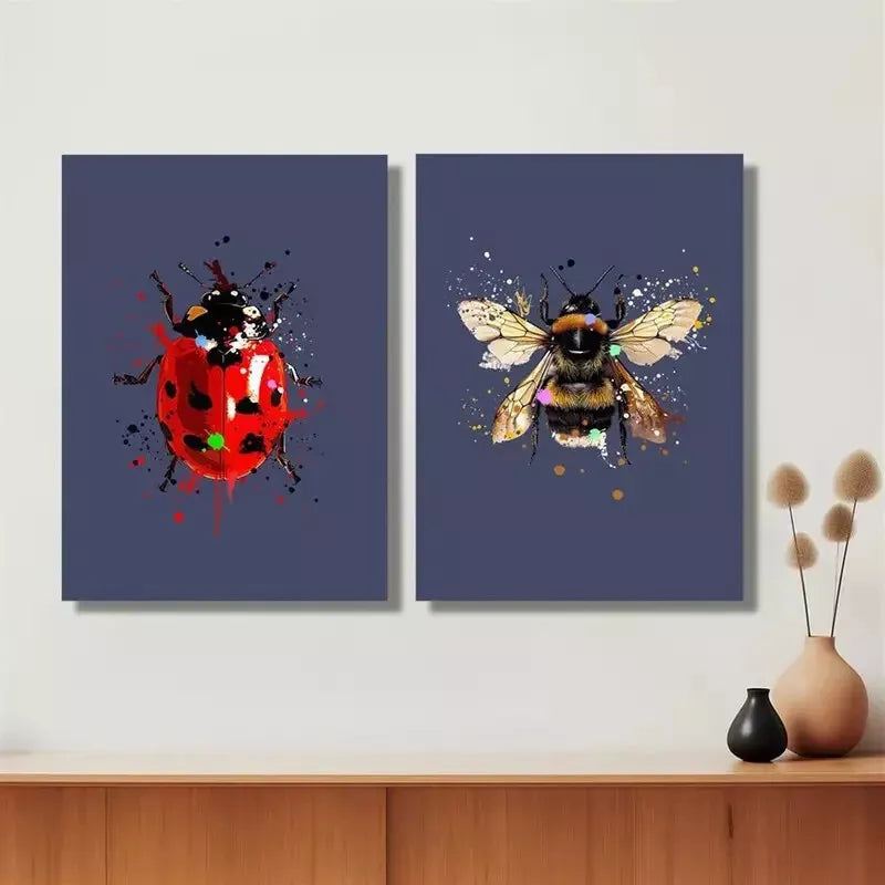 2pcs Decorative Painting, Insect Canvas Framed 50x75cm - High Quality Print 100% Australian Made Wall Canvas Ready to Hang - Bella Home Decor