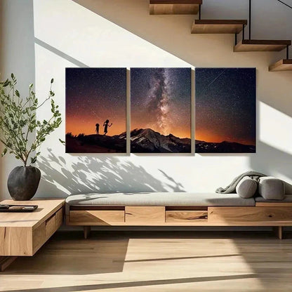 3pcs Classic Cartoon Art Starry Sky Wall Art Set Canvas Framed 50x70cm - High Quality Print 100% Australian Made Wall Canvas Ready to Hang - Bella Home Decor