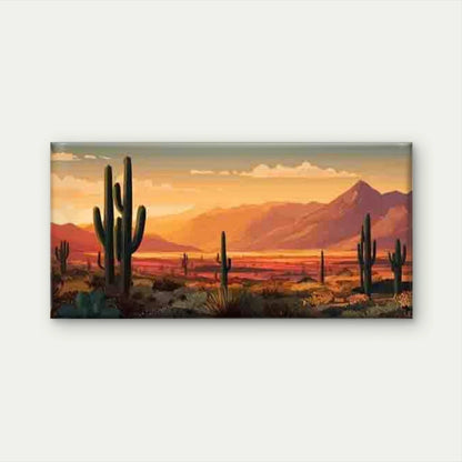 Desert Landscape with Cacti Wall Art Canvas Office Home Room Framed 120x60cm