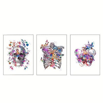 3pcs Bone and Floral Art Decor    Wall Art Set Canvas Framed 50x70cm - High Quality Print 100% Australian Made Wall Canvas Ready to Hang - Bella Home Decor