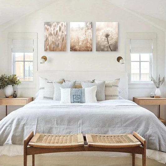 3pcs Nature Scenery Reed & Dandelion Botanical Metal Print Ready to Hang Art