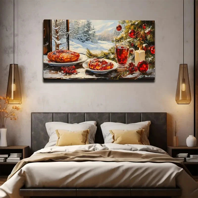Tree & Red Wine Wall Art Canvas Office Home Room Framed 120x60cm