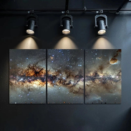 3pcs Panoramic Milky Way Galaxy Space Metal Print Ready to Hang Art