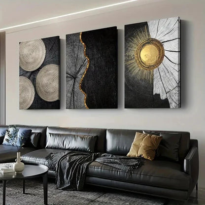 3pcs Meaningful Golden Color Ring Perfect Wall Art Set Canvas Framed 40x60cm - High Quality Print 100% Australian Made Wall Canvas Ready to Hang - Bella Home Decor