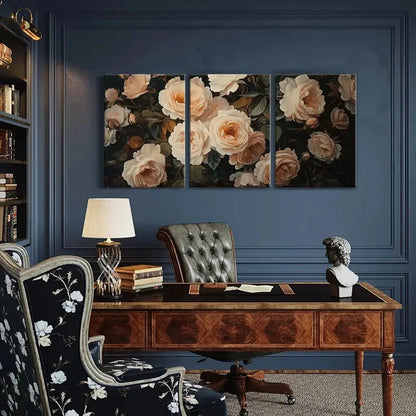 3pcs Elegant Rose Floral Art Vintage Botanical Metal Print Ready to Hang Art - Bella Home Decor