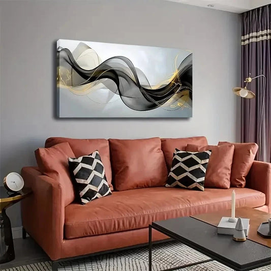 Modern Minimalist Golden Wall Art canvas office home room framed 120x60cm