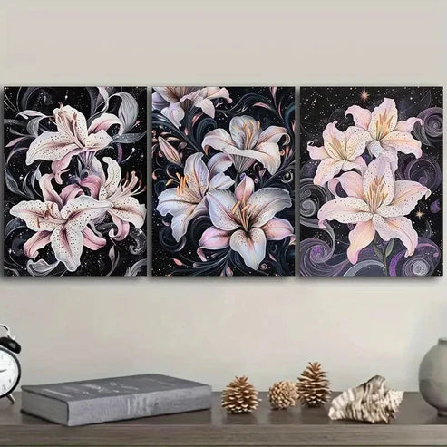 3pcs pastel-colored lilies Wall Art Canvas Unframed - High Quality Print 100% Australian Made Wall Canvas - Bella Home Decor