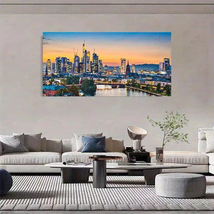 German Cityscape Retro Style Wall Art Canvas Office Home Room Framed 120x60cm