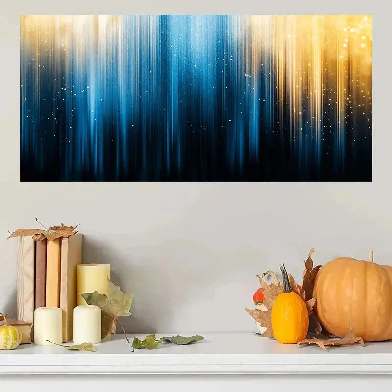 Soft Blue And Golden Light Wall Art Canvas Office Home Room Framed 120x60cm