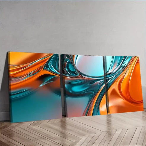 3 PCS Fluid Shapes Multicolor Wall Art Set Canvas Unframed - High Quality Print 100% Australian Made Wall Canvas