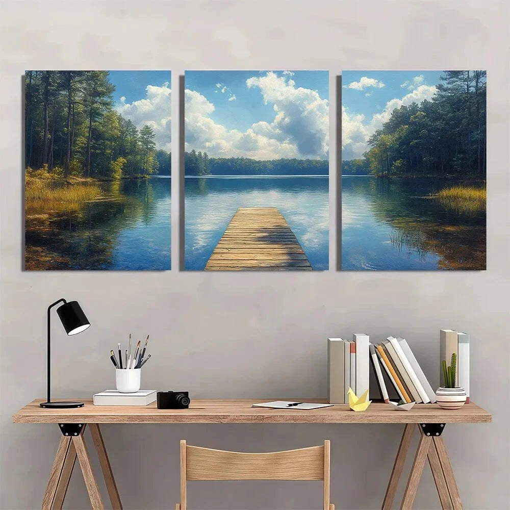 3pcs Georgia Serene Scenery Clouds Metal Print Ready to Hang Art - Bella Home Decor