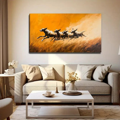Hyena On The Prairie Wall Art Canvas Office Home Room Framed 120x60cm