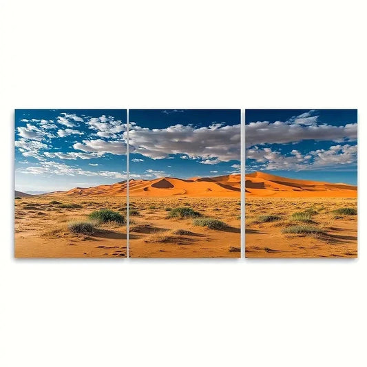 3pcs Erg Chebbi Dunes Travel Print Wall Art Set Canvas Framed 60x90cm - High Quality Print 100% Australian Made Wall Canvas Ready to Hang
