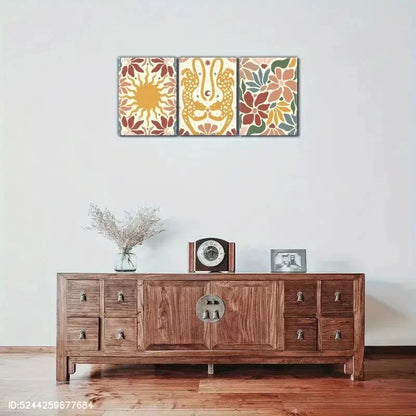 3pcs Bohemian Vibrant Floral & Botanical Prints Metal Print Ready to Hang Art