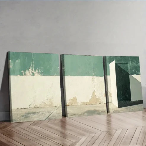 3pcs A Green and White Wall Painting Wall Art Canvas Unframed - High Quality Print 100% Australian Made Wall Canvas