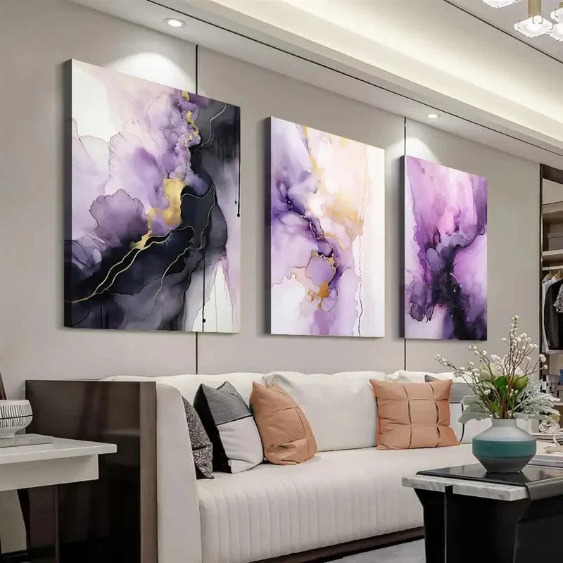 3pcs Purple Wall Art, Purple Wall Art Set Canvas Framed 40x60cm - High Quality Print 100% Australian Made Wall Canvas Ready to Hang