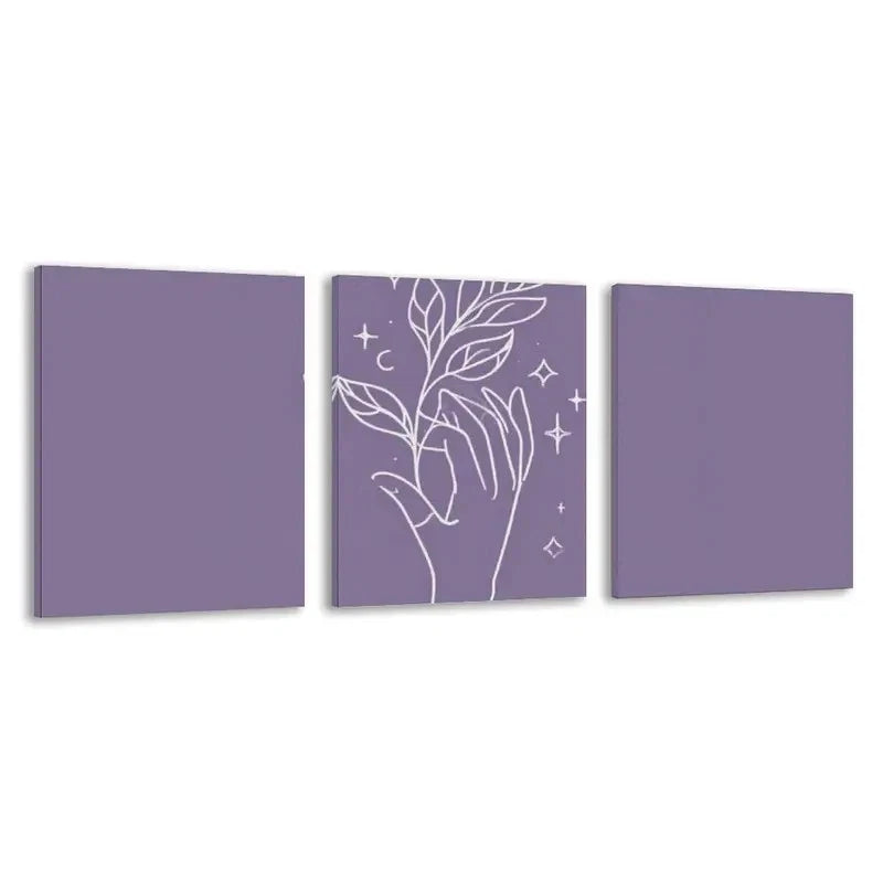 3pcs A Gentle Hand Holding The Cosmos   Wall Art Set Canvas Framed 50x70cm - High Quality Print 100% Australian Made Wall Canvas Ready to Hang - Bella Home Decor