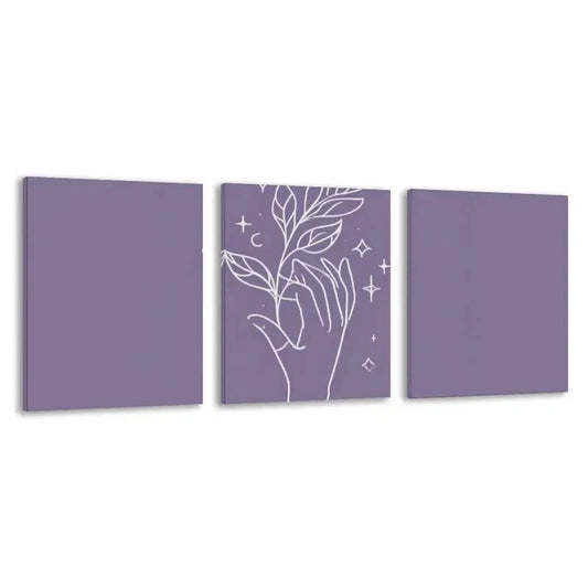 3pcs A Gentle Hand Holding The Cosmos Wall Art Set Canvas Framed 50x70cm - High Quality Print 100% Australian Made Wall Canvas Ready to Hang