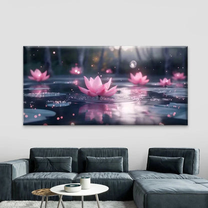 Pink Lotus Flower Wall Art Canvas Office Home Room Framed 120x60cm