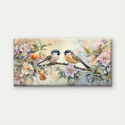 Vintage Floral Birds Wall Art Canvas Office Home Room Framed 120x60cm