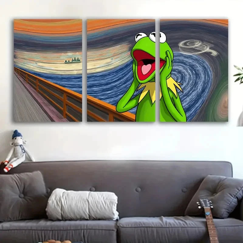 3pcs Abstract Frog Portraits Metal Print Ready to Hang Art - Bella Home Decor