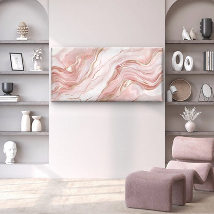 Agate Marble Design in Elegant Pink & Gray Wall Art Canvas Office Home Room Framed 120x60cm - Bella Home Decor