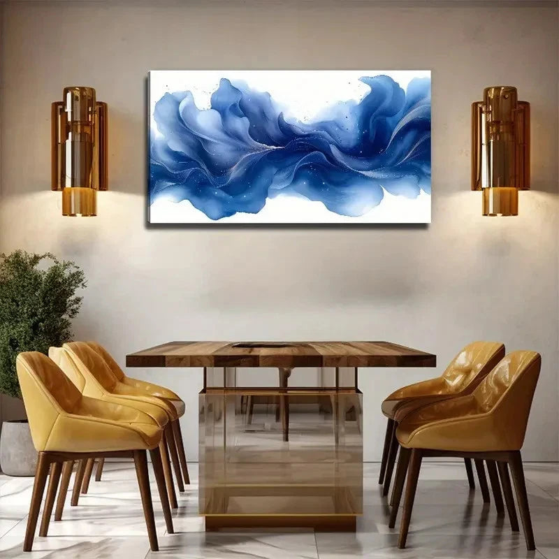 Blue Painting Suitable Wall Art Canvas Office Home Room Framed 120x60cm