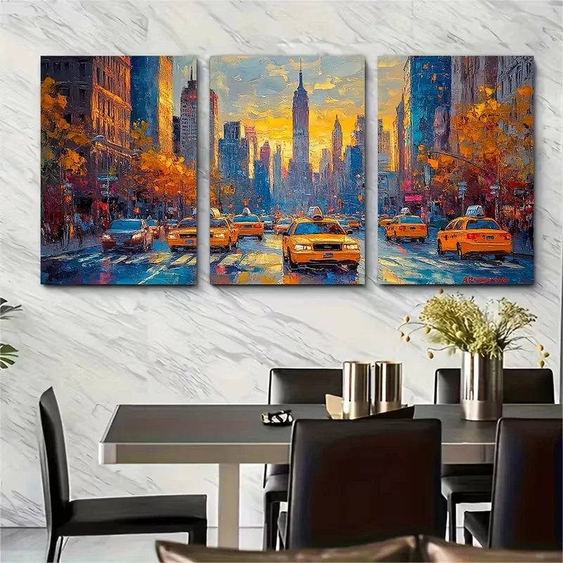 3pcs NYC Cityscape Metal Print Ready to Hang Art