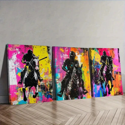 3pcs Knight on Horseback Wall Art Set Canvas Unframed - High Quality Print 100% Australian Made Wall Canvas