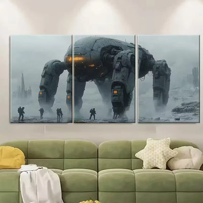 3pcs Sci-Fi Fantasy Apocalyptic Illustration Metal Print Ready to Hang Art